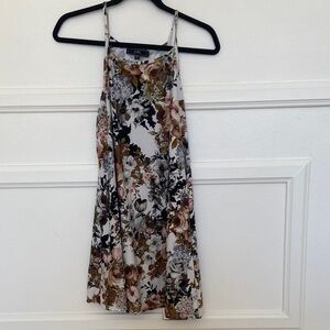 Zara Floral Print Dress with Black and White Accents